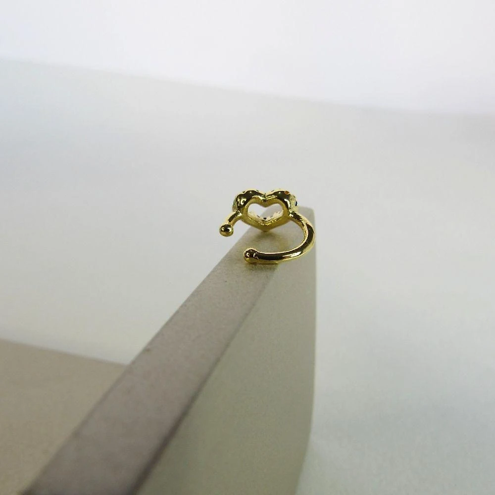 Piercing Fake Floratta Joias Coração Zircônias Coloridas Ouro 18k Dourado