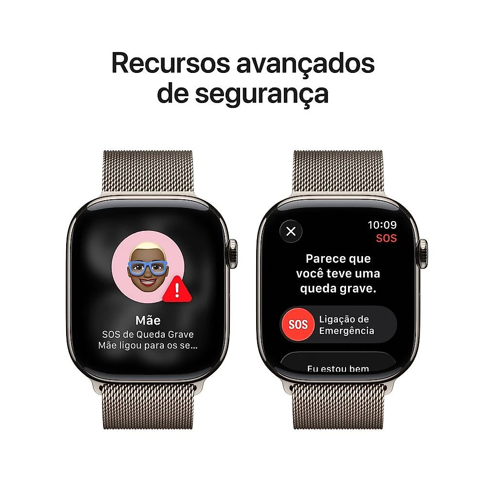 Apple Watch Series 11 GPS + Cellular - Caixa natural de titânio – 46 mm - Pulseira natural estilo milanês – P/M