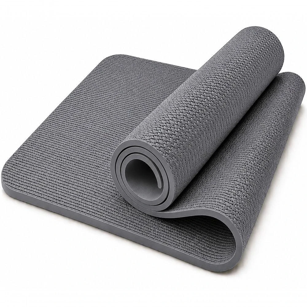 Tapete de Yoga Profissional Antiderrapante para Pilates Alongamento Ginástica Cinza NBR Utimix Único