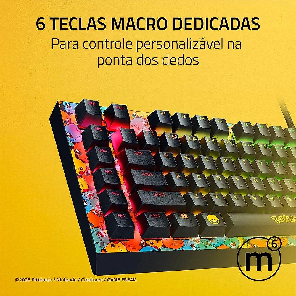 Teclado Mecânico Gamer Razer BlackWidow V4 X, Chroma RGB, Switch Green, Pokémon Kanto Starters Edition, Layout US - RZ03-04704200-R3M1