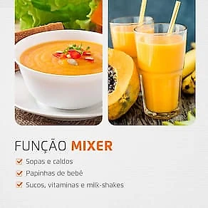 Power Mixer Mondial 2 em 1 Mixer e Processador M-07 - Preto/Inox 110V