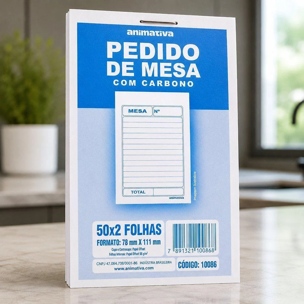 Pedido de Mesa com Carbono 50x2 Folhas Copia Automatica 50 Jogos Azul