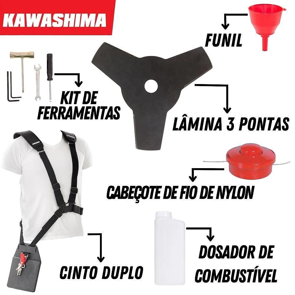Roçadeira Kawashima Kw43-l 43cc 1,7hp + óleo Stihl 2t