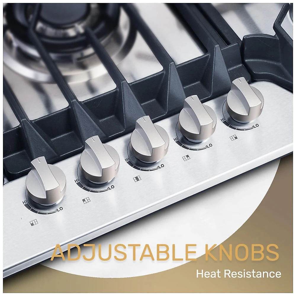 Cooktop a gás 92cm TOPWISH inox 5 queimadores SABAF 41800BTU conversível GN/GLP acendimento elétrico 110V