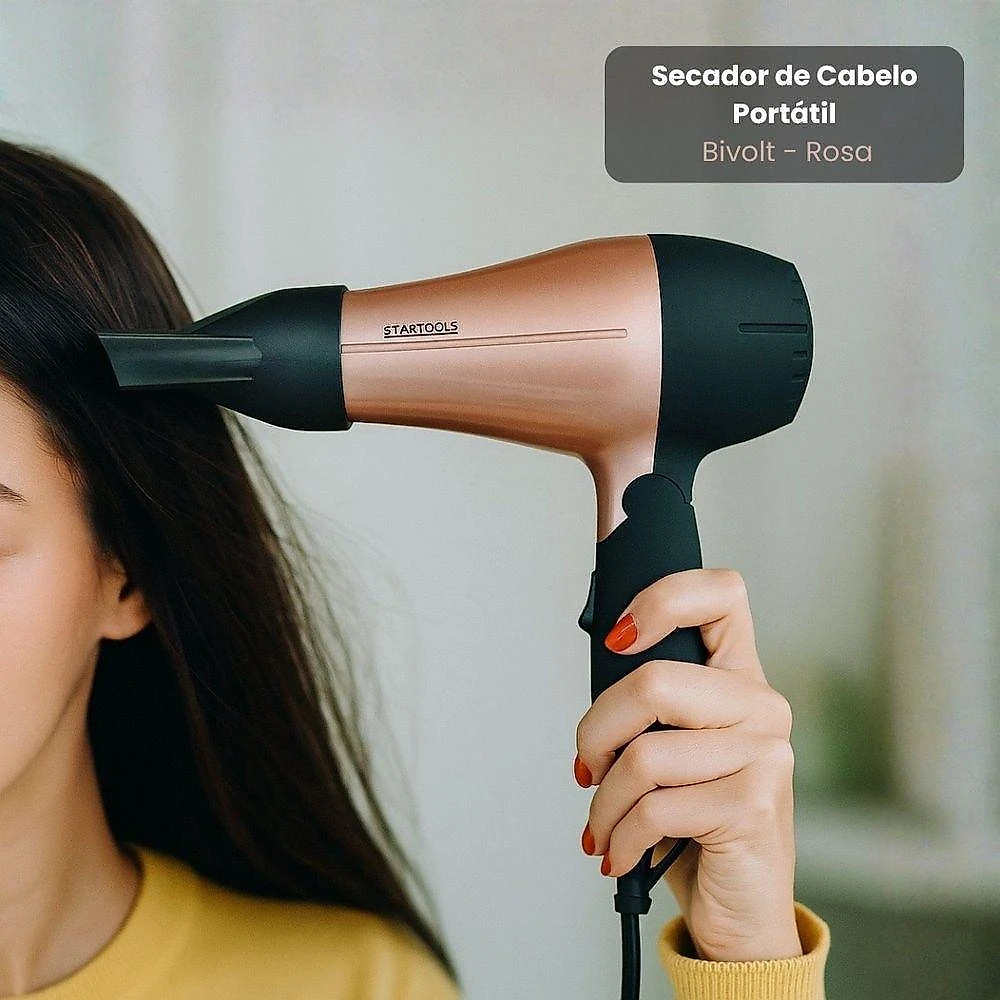 Secador de Cabelo Portátil Startools 1200W 2 Temperaturas Rosa Bivolt