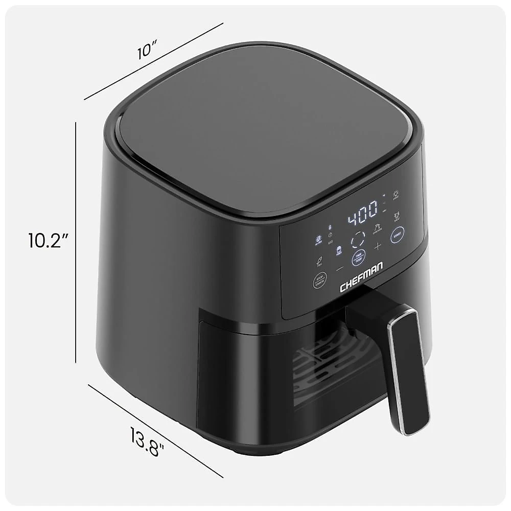 Fritadeira Elétrica Chefman 3,8 Litros Compacta: Refeições Rápidas, Tecnologia HiFry, Janela EasyView, Controles de Toque com 4 Programas