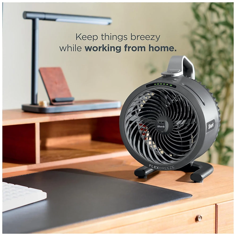 Ventilador portátil Shark FlexBreeze HydroGo Pro Peony, 5 velocidades, névoa evaporativa dry-touch, uso interno e externo, 110V