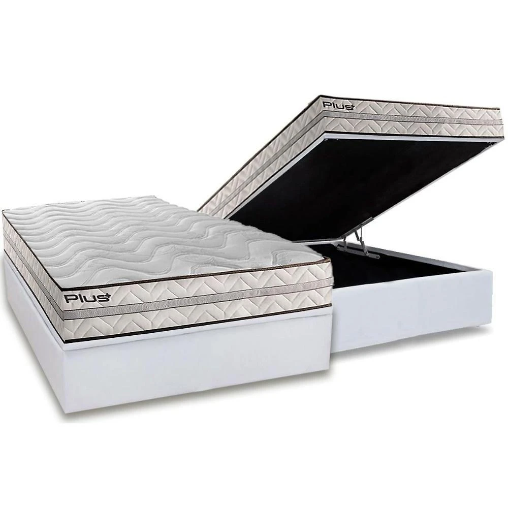 Cama Box Baú Casal: Colchão Anatômico Paropas D33 Pasquale Plus + Base Crc Linhão White (138x188)