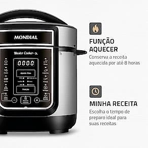 Panela Elétrica de Pressão Mondial Digital Master Cooker PE-40 3L - Preta/Inox 110V