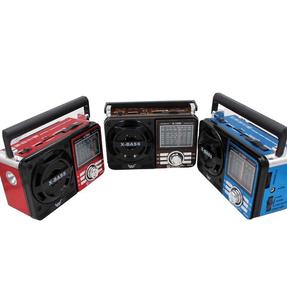 Rádio Portátil Retrô OEM AD-1088 com Bluetooth 3W 8 Ohms Bivolt 110-220V Preto Aleatoria