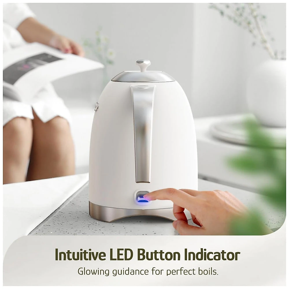 Chaleira elétrica Hazel Quinn inox branca pérola 1,7L 1200W interior inox LED 110V