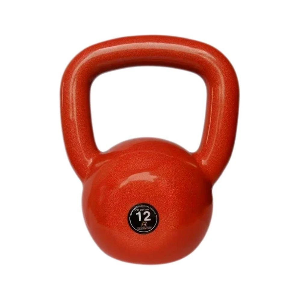 Kettlebell Emborrachado 12kg Funcional Ferro Fundido PVC Preto Anilhas Fitness