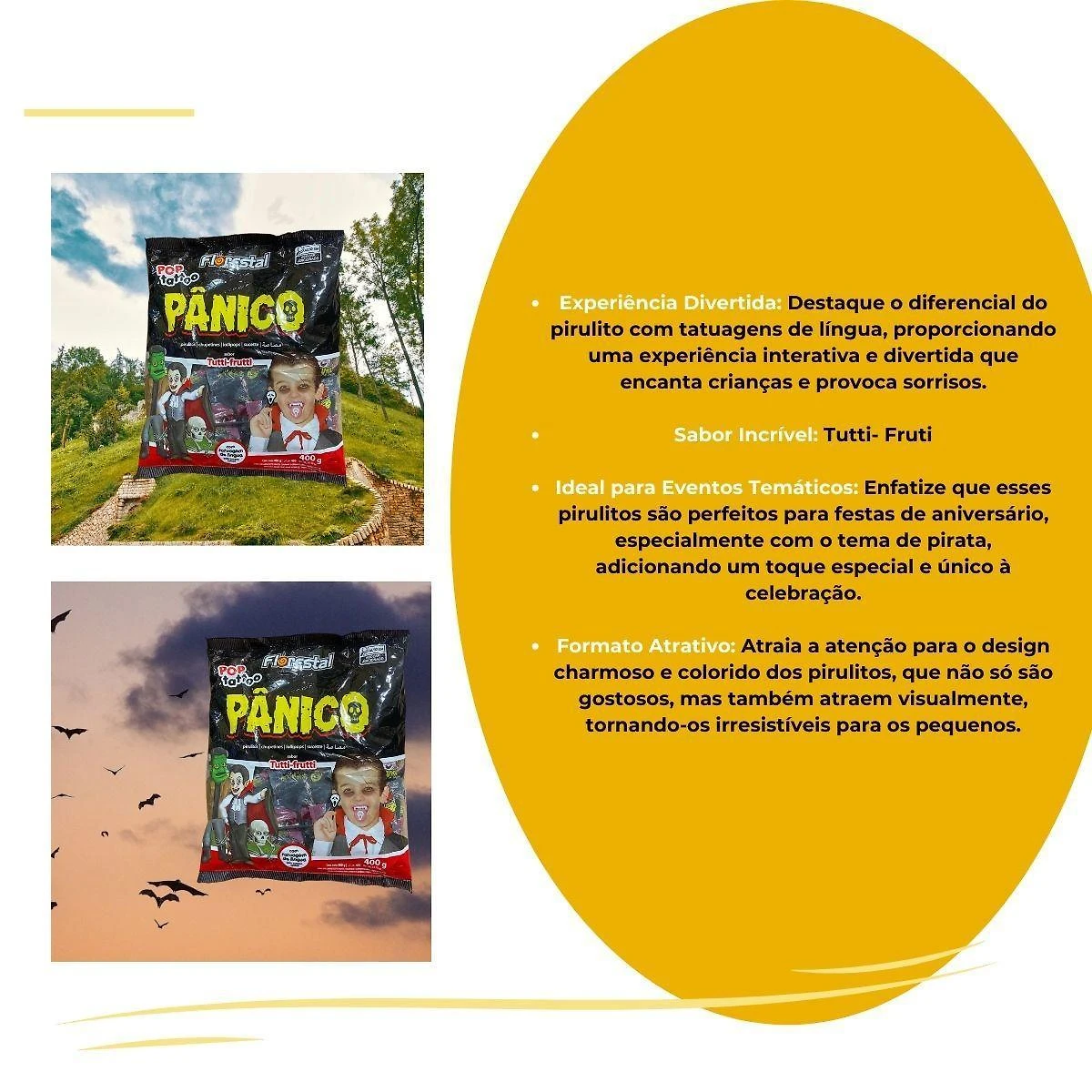 Miniatura Pirulito Pop Tattoo Pânico Tatuagem Língua Pacote De 400G