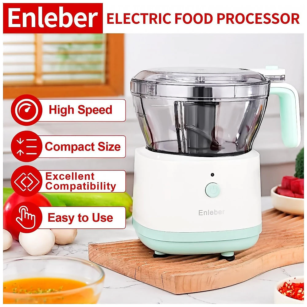 Processador de Alimentos Elétrico Enleber Branco e verde 1L 200W 110V