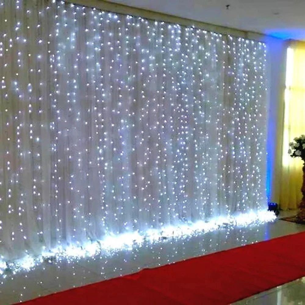 Cortina de Luzes LED Cortina 300 Leds Branca 3x3 Metros com Temporizador Branco OEM