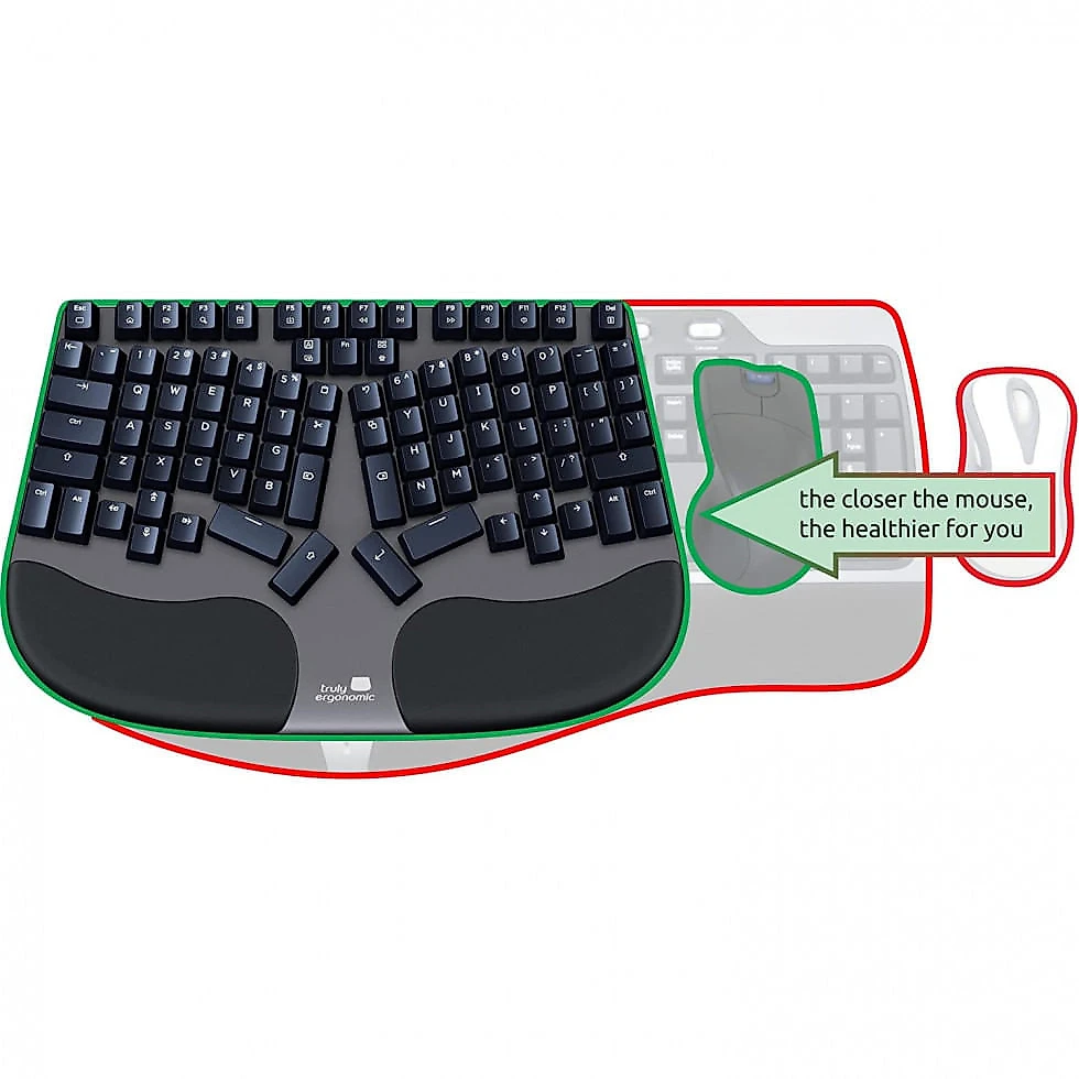 Teclado Ergonômico Sem Fio Recarregável Reduz a Tensão das Mãos com Apoio para as Mãos, Preto
