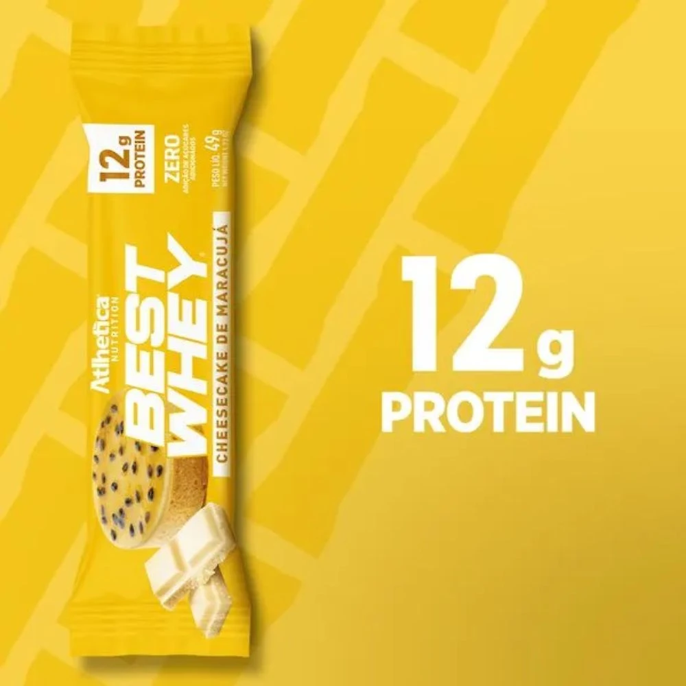 Barra de Proteína Best Whey Atlhetica Sabor Maracujá 12g de Proteína 49g