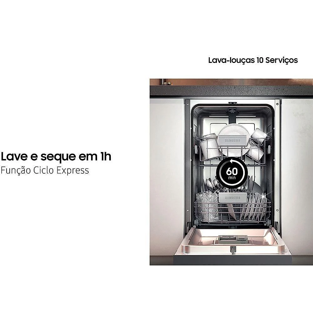 Lava-louças samsung dw50c6070fg/az 10 serviços com display de led 110v – black inox