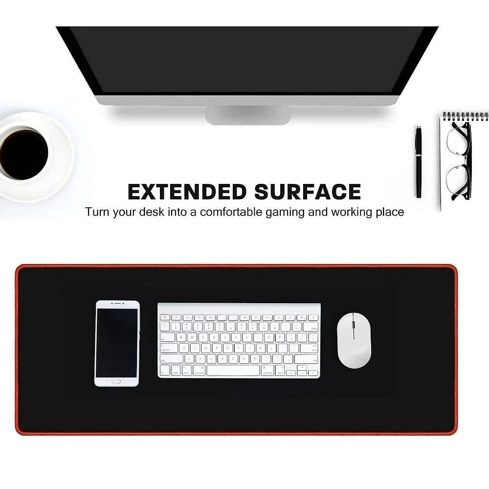 Mouse Pad Gamer Extra Grande 70X30CM Speed Antiderrapante com Borda Costurada Preto OEM