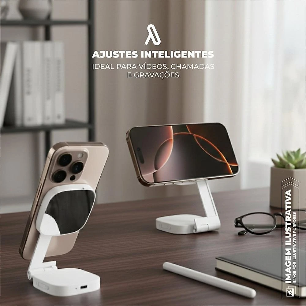 Ring Light Portátil com MagSafe - LED para Selfie, Vídeos e Chamadas, 3 Modos de Luz, Recarregável USB-C - Hybrid - Gshield