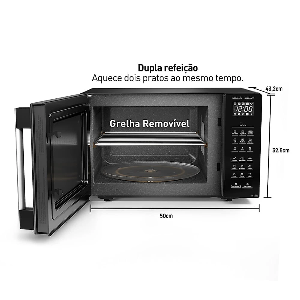 Microondas Panasonic Com SmartSense e Dupla Refeição 30L Preto - NN-GT68LBRU 110v