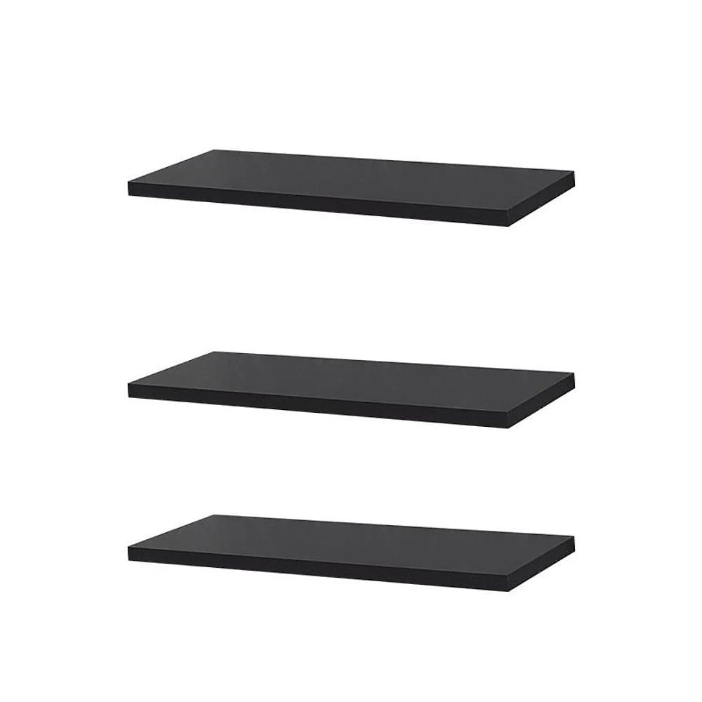 Prateleira Kit 3 30X10CM MDP Suporte Invisível Moderno Sala Preto Mercado das Prateleiras