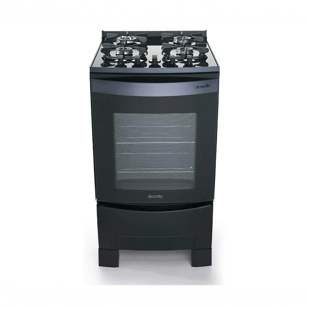 Fogão mueller decorato vetro piso 4 bocas preto fosco g3 601230050 bivolt