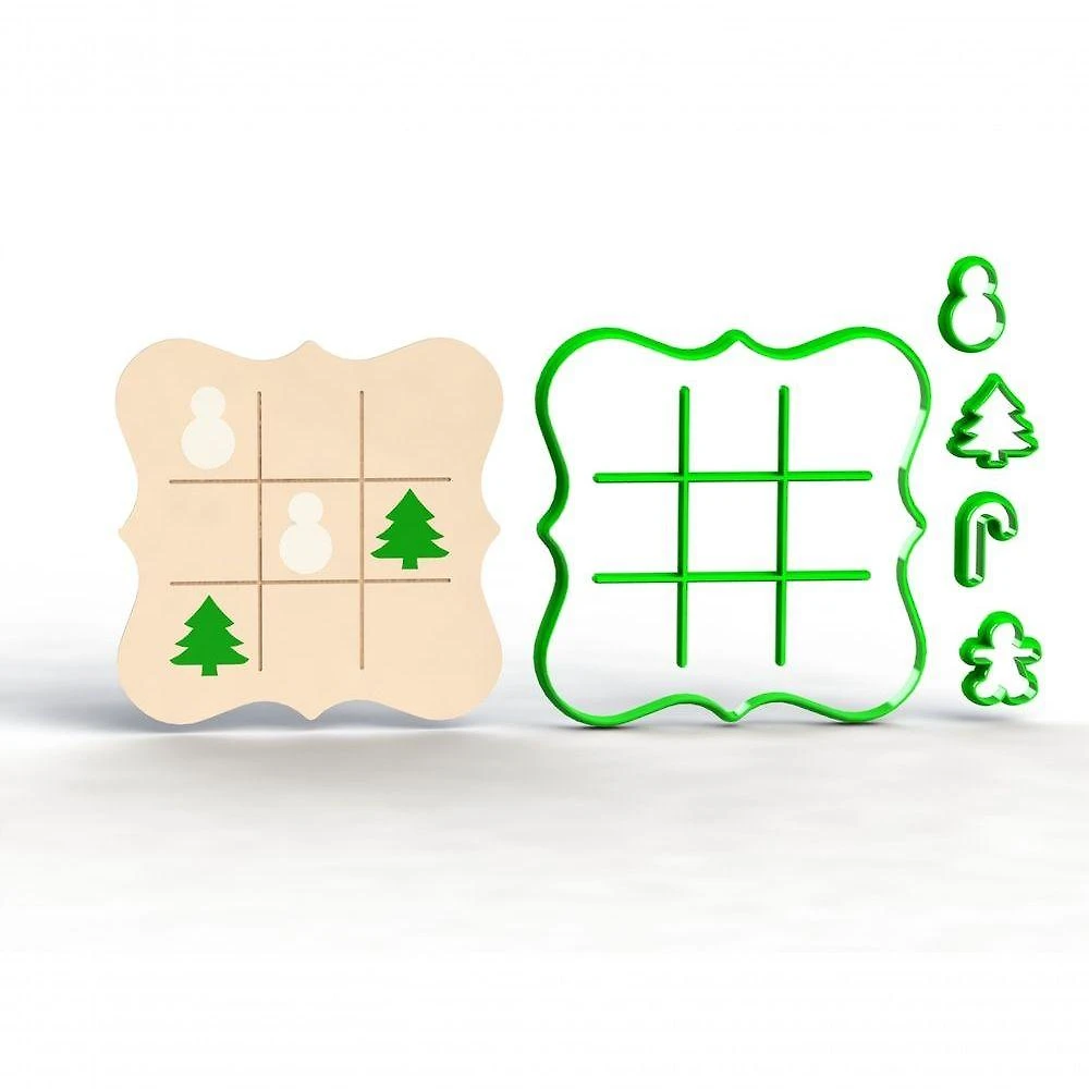 Cortador Jogo da Velha Natal Plástico PLA 10CM Branco 1 Unidade HB Formas e Cortadores