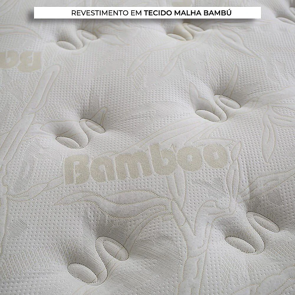 Cama Box Suede Solteiro, Molas Ensacadas Herval Channel Bambu, 73x88x188 cm