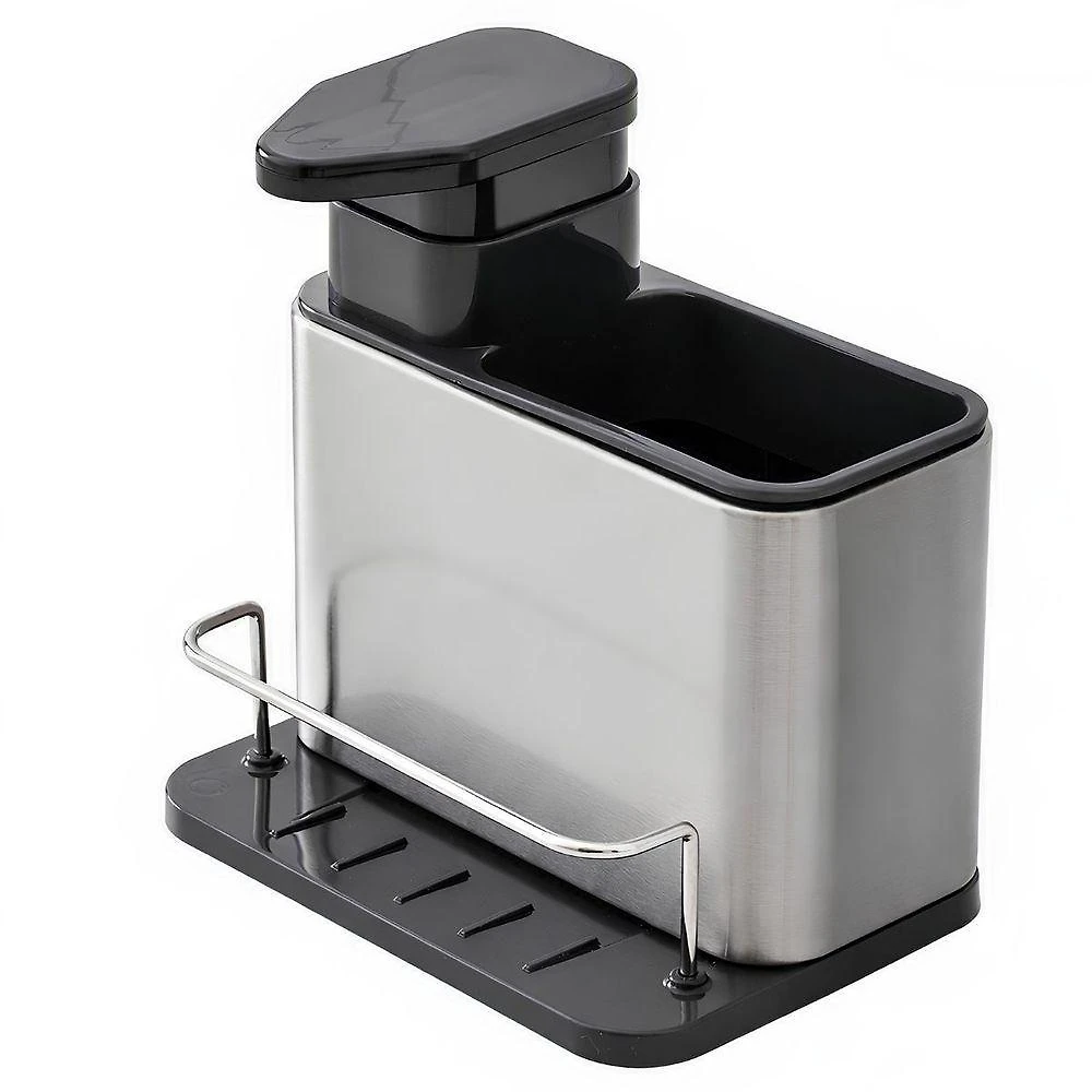 Organizador de Pia 3 em 1 Dispenser Detergente Porta Esponja Plástico e Aço Inox Carisma