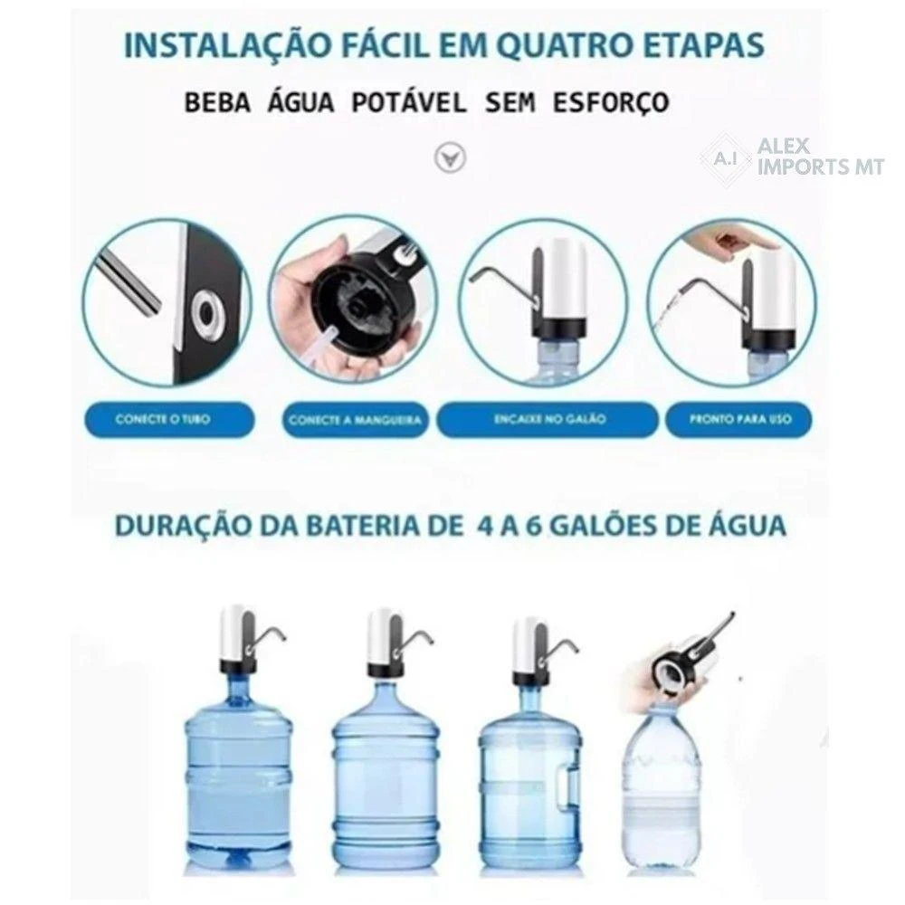 Bebedouro Bomba Elétrica P Garrafão Com Mangueira Silicone