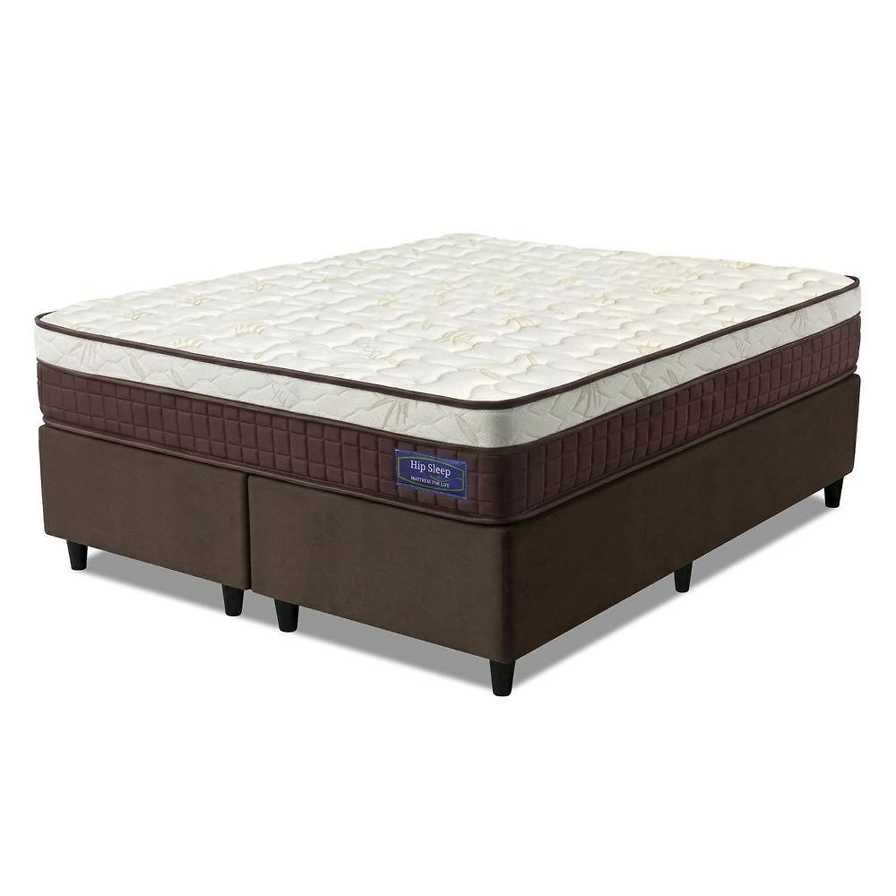 Cama Box Colchão Queen Molas Superlastic Euro Pillow Start 158x198x62cm Apolo Bege / Marrom