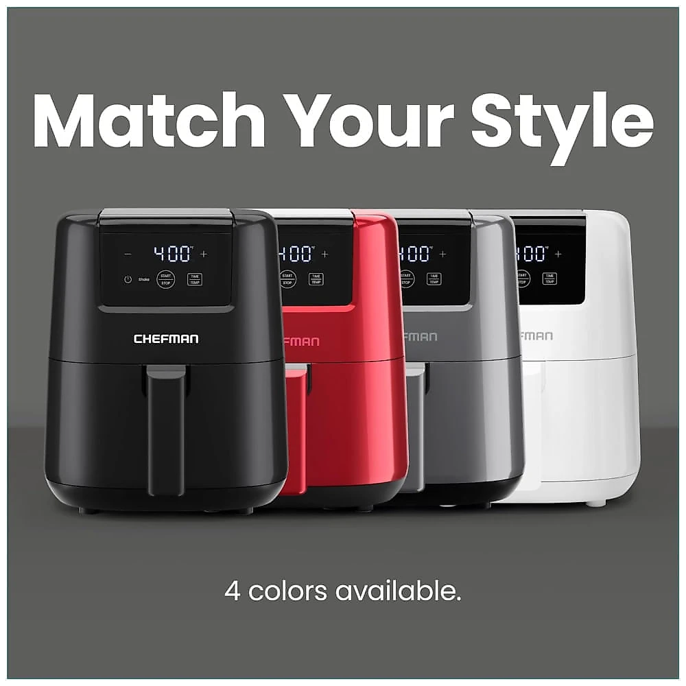 Fritadeira Air Fryer CHEFMAN 1,89L Digital Compacta, com cesto antiaderente e lavável, timer digital e lembrete para agitar, ideal para refeições 110v