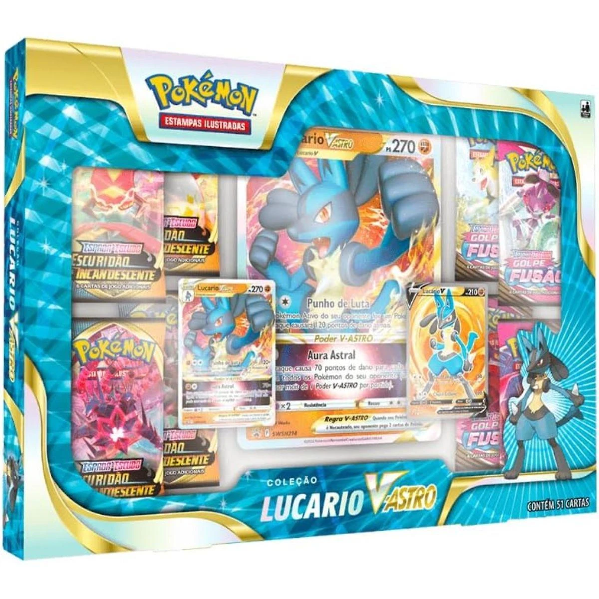 Miniatura Box De Cartas Lucario V-Astro Com 51 Cartas Pokémon