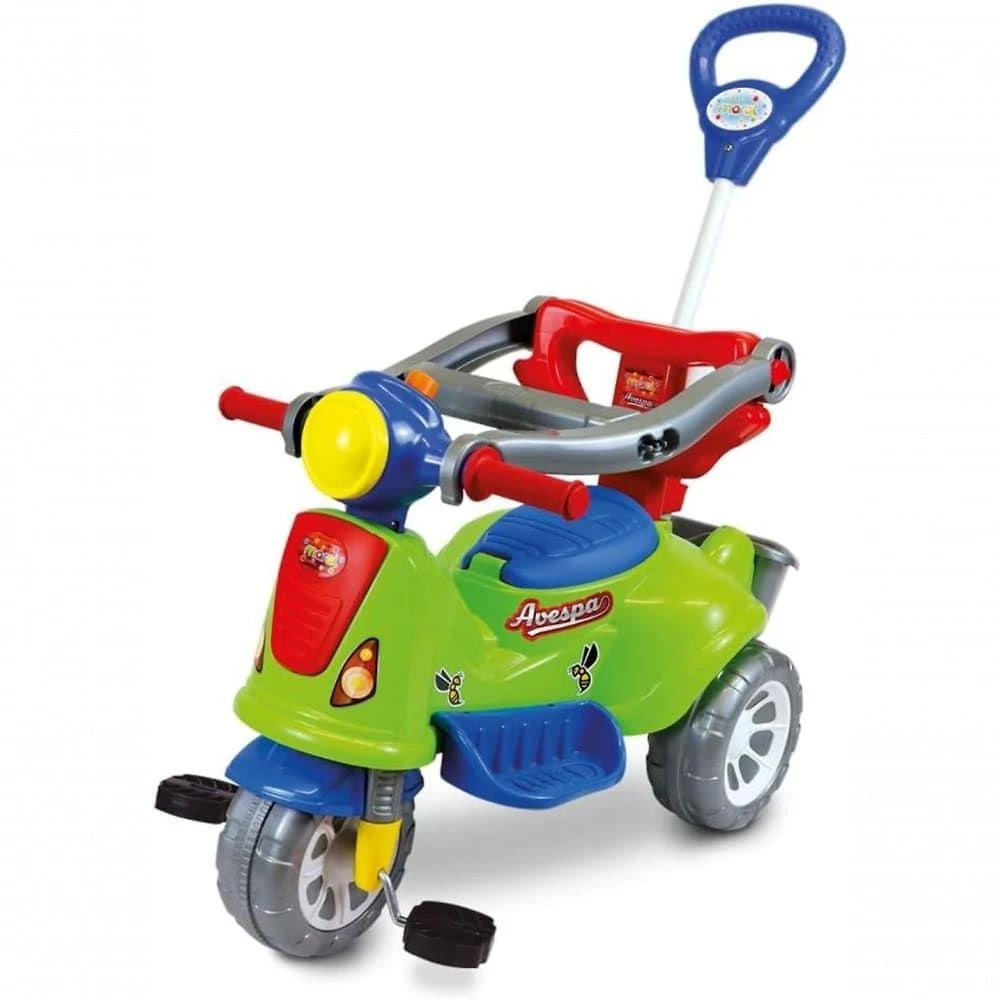Triciclo Infantil Avespa Extreme Multifuncional com Função Passeio e Pedal Amarelo