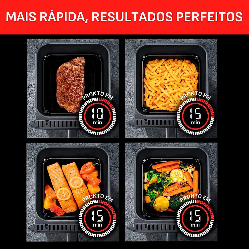 Fritadeira Sem Óleo Arno Easy Fry Turbo 6L com Painel Digital e Luz Interna - AFI6 110