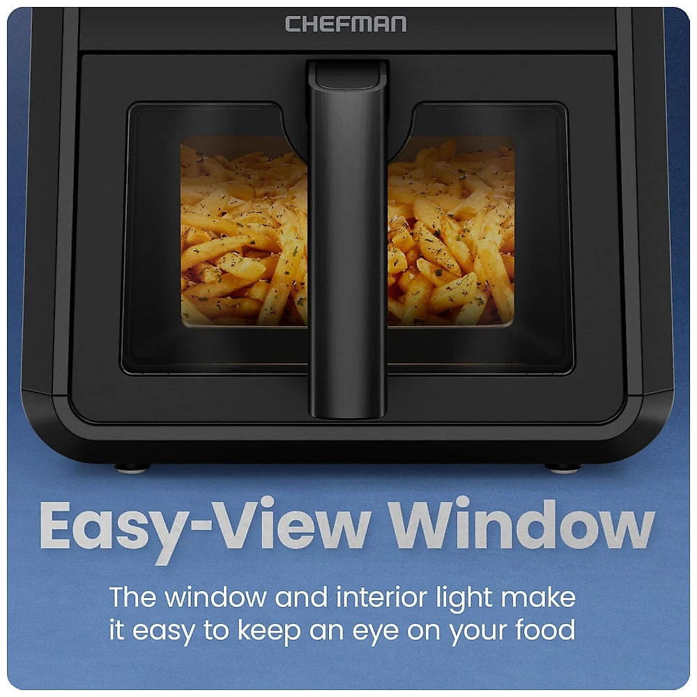 Fritadeira Elétrica Chefman TurboFry 6.6 L Preto Janela Visor 6 Funções 1750W 120V