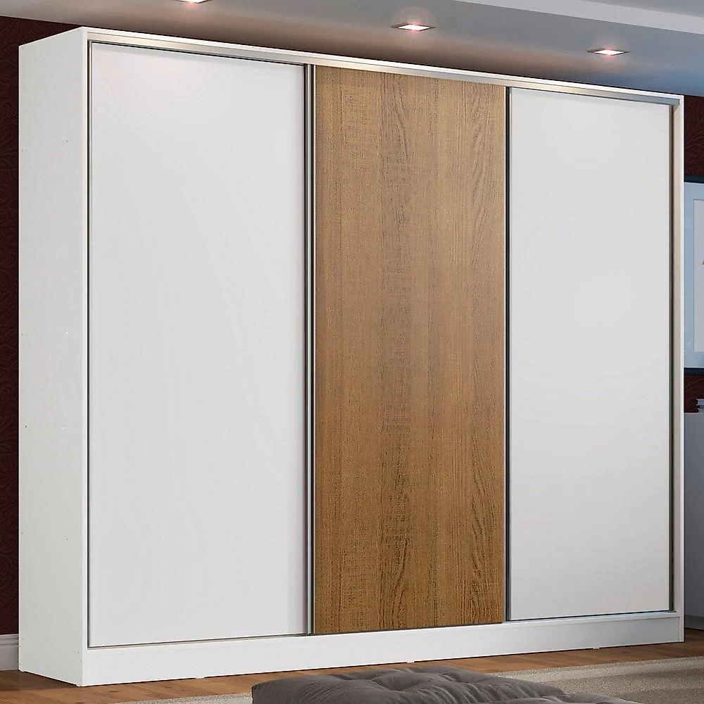 Guarda Roupa Casal 100% MDF Zurique 3 Porta de Correr Madesa