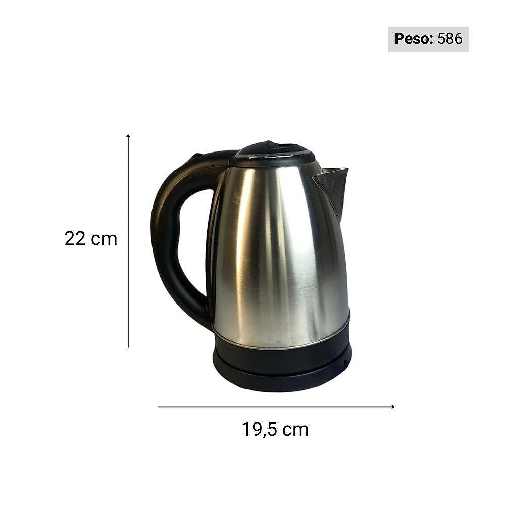 Chaleira Elétrica Startools 1000W 2L em Aço Inox Preto e Inox 110V