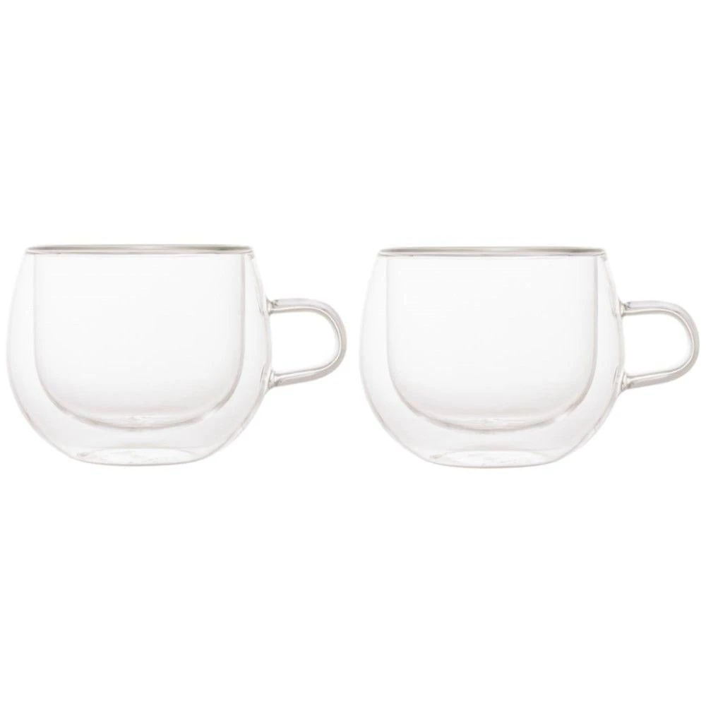 Conjunto De Xícaras Para Chá E Cappuccino 240ml Vidro Duplo 2 Peças Lyor