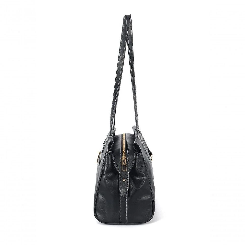 Bolsa Baú Feminina Luxcel BS73002GA em Pu Preto com Bolso Antifurto Feminino