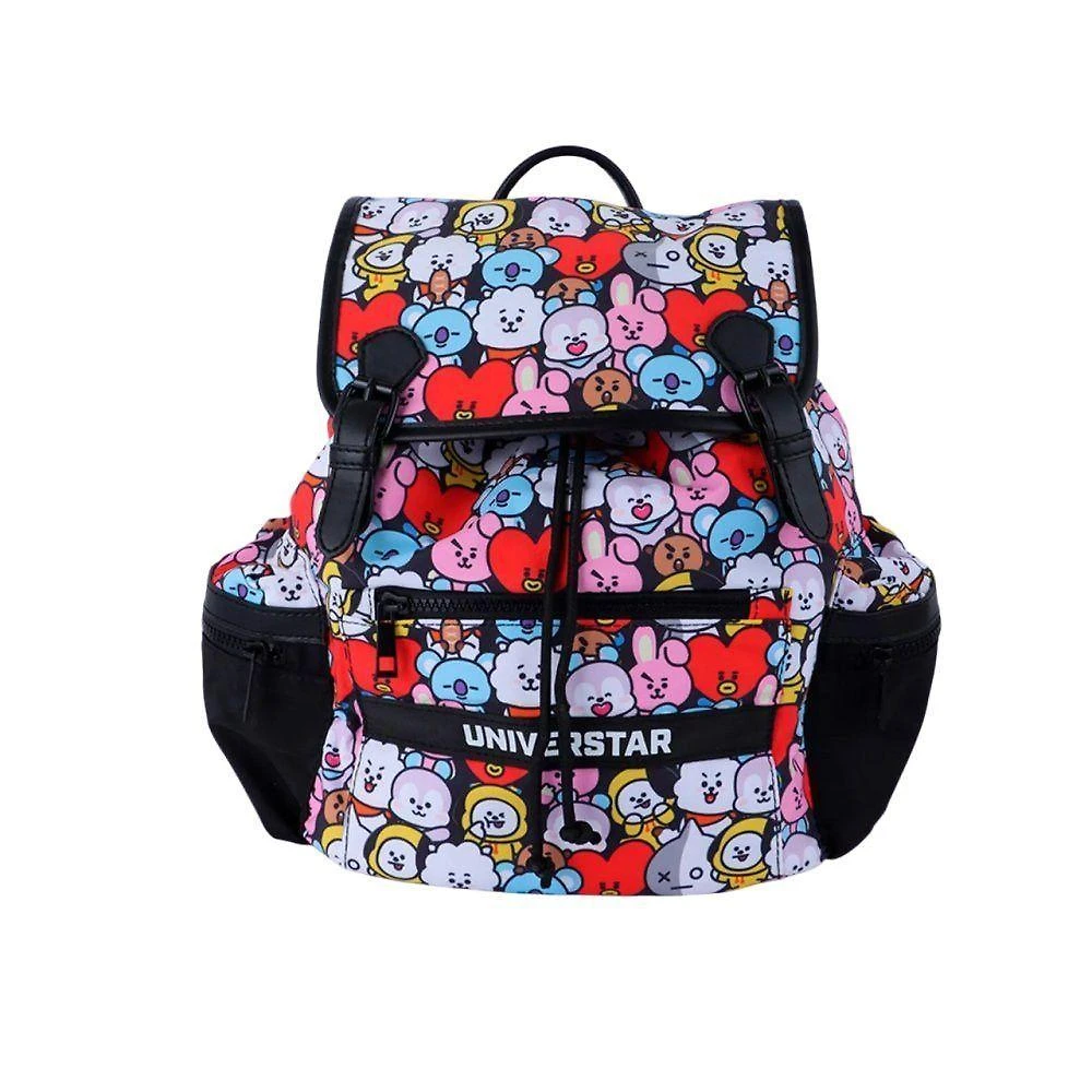 Mochila Infantil Miniso Brasil BT21 em Poliéster 30x25CM Preta para Crianças
