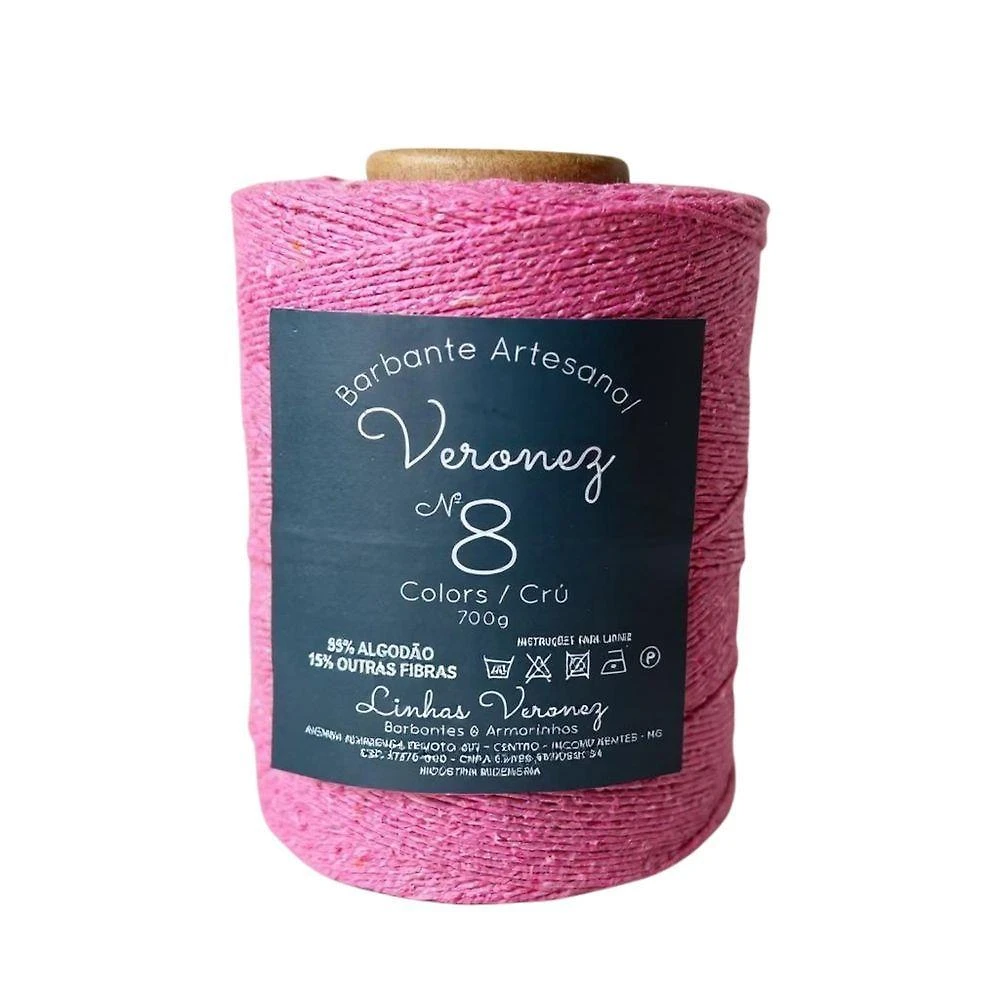 Barbante Artesanal Veronez No8 85% Algodão 700g Rosa