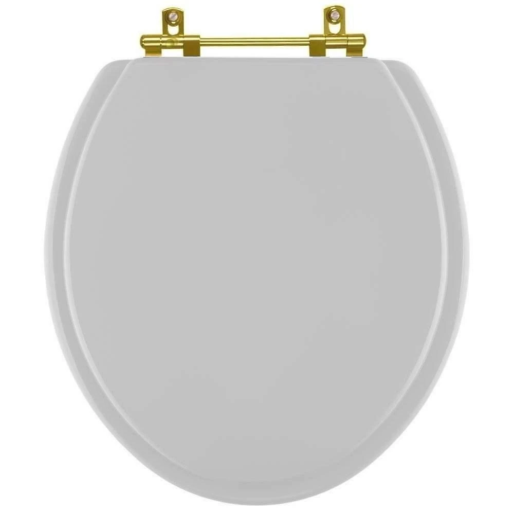 Assento Sanitário Convencional Oval Resina Plástica Parafusado Alumínio Dourado Cinza Pontto Lavabo