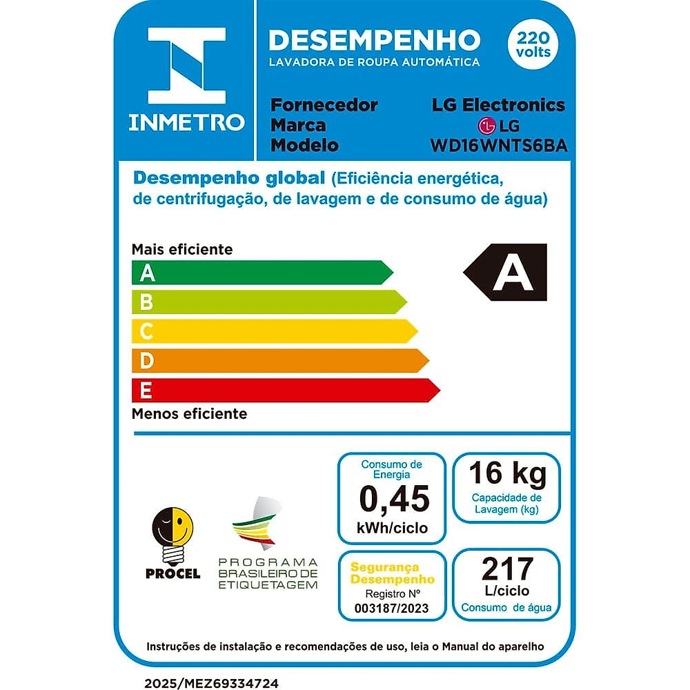 Lava e Seca WD16WNT 16 Kg ou 10 Kg Touch LED AI Front Load LG Branco - 110V