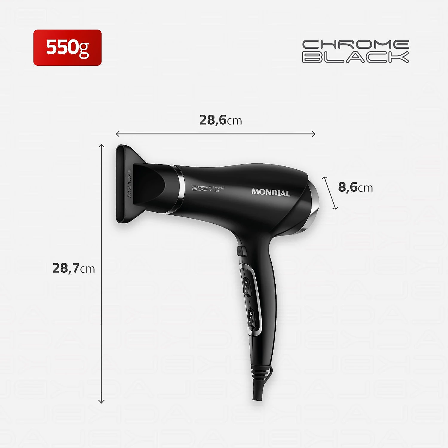 Secador de Cabelos Mondial Preto/Cromado Prata - SCN-04 SECADOR DE CABELOS SCN-04 127V/60Hz