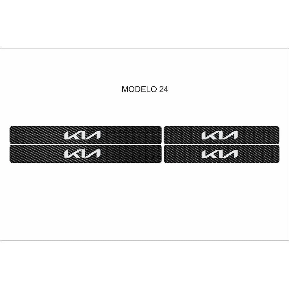 Soleira Automotiva para Portas Dianteiras e Traseiras Kit 4 Universal Fibra de Carbono Preto OEM