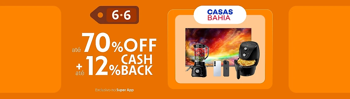 Casas Bahia com até 12% de cashback