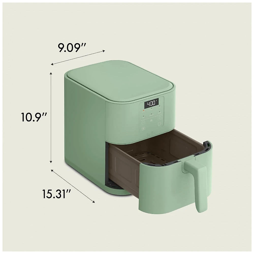 BELLA Air Fryer Slim 6 QT Seaglass - Coating Cerâmico EverGood, 6 Modos, Controle Digital, Capacidade para 2,3 kg