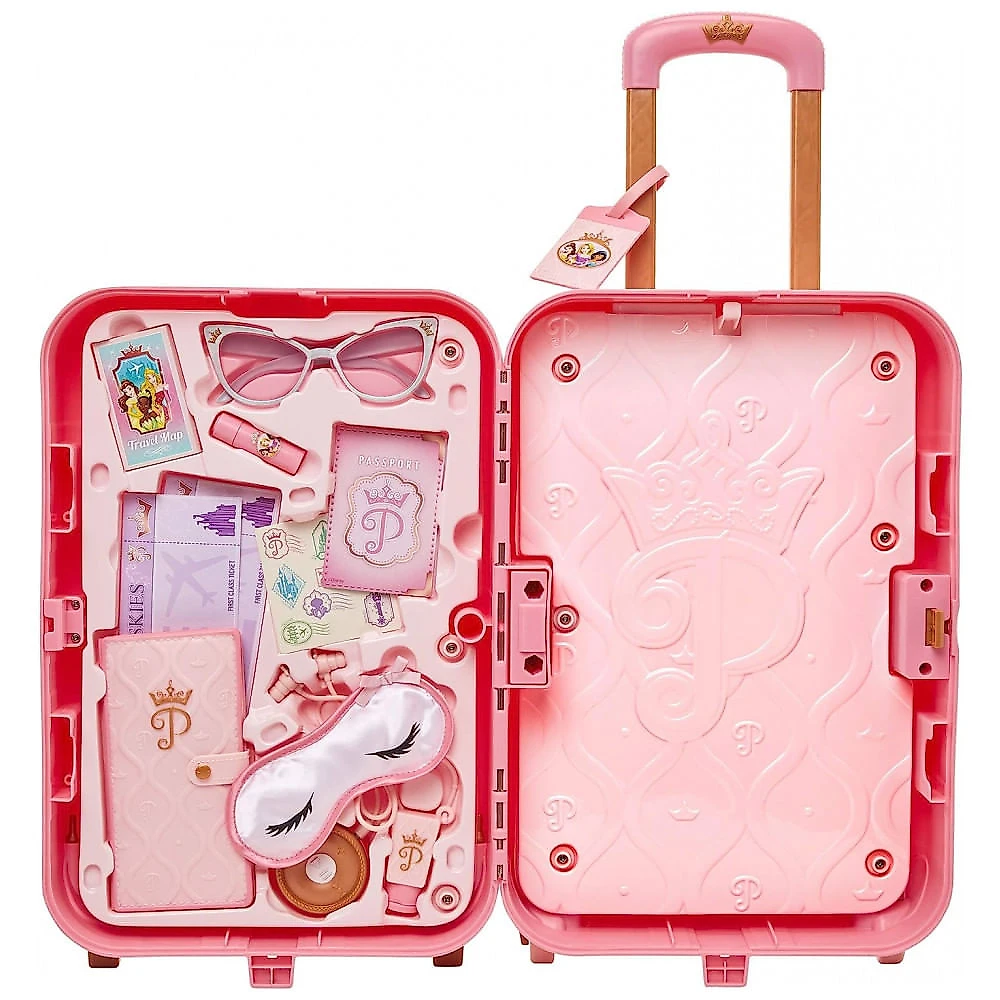 Mala de Viagem de Brinquedo com Etiqueta de Bagagem e 17 Acessórios, Disney Princesas, Rosa